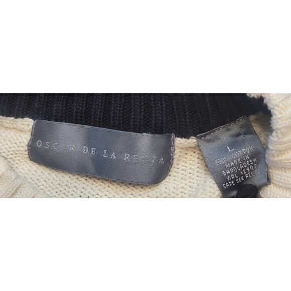 🧶 VTG Luxury Oscar de la Renta Sweater – Mens L – Plaid Cable Knit –Grandpacore - Picture 5 of 7